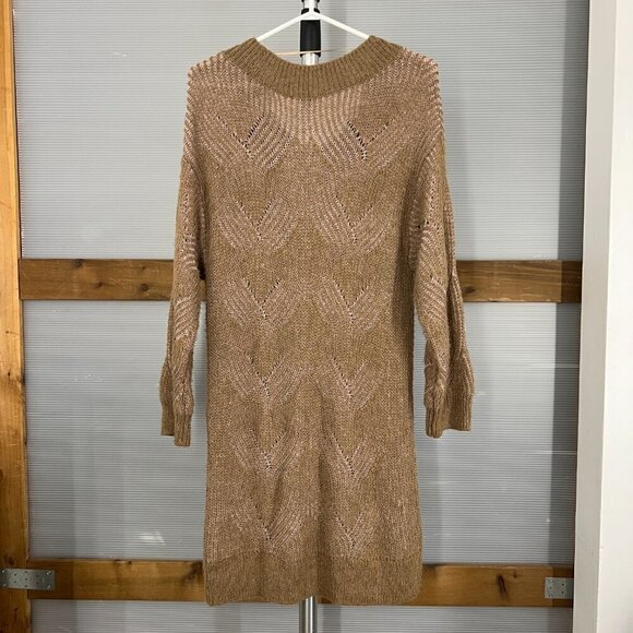 NWT Cream Aliette Alpaca Blended Pullover Sweater Dress Toasted Rose Brown Sz M - Picture 5 of 9